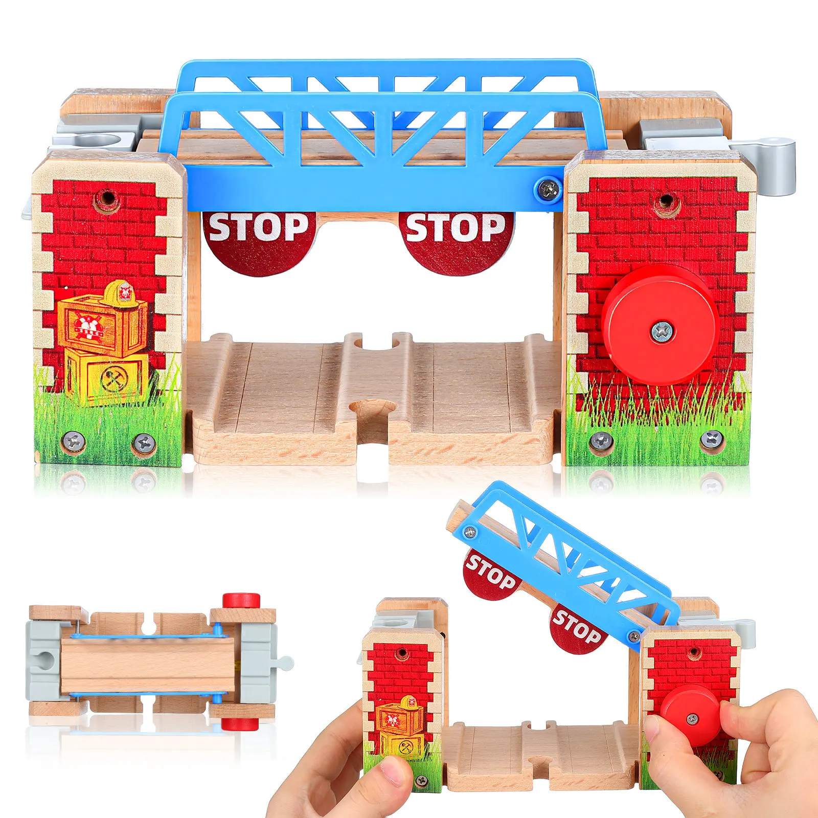 

Wooden Lifting Bridge for Train Railway Tracks Educational Train Track Accessories for Kids Enhances Creativity Motor Skills