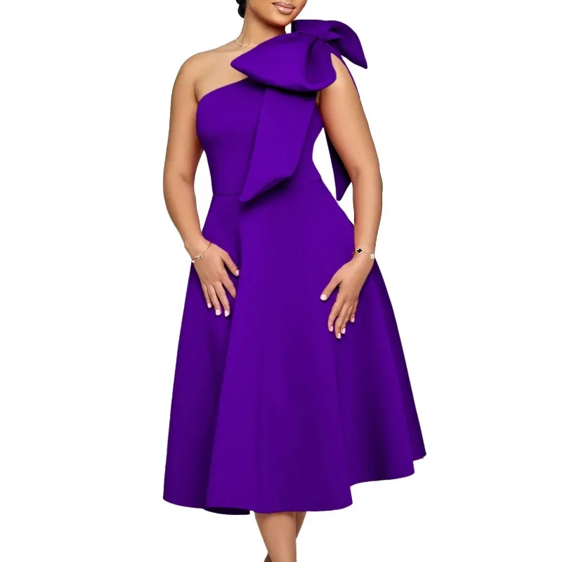 

2024 Elegant African Party Evening Dresses for Women Summer Sleeveless Polyester Midi Dress Dashiki African Clothes for Women