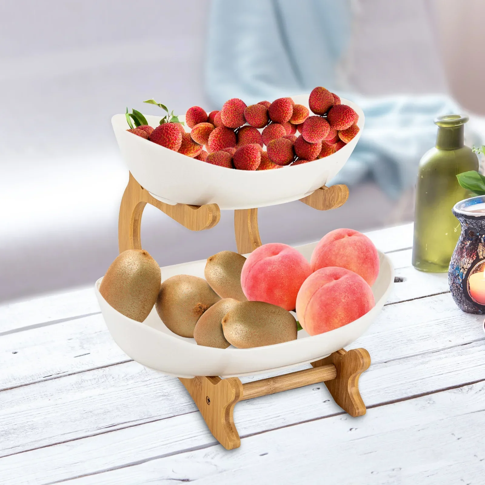 

Double-layer fruit basket, kitchen fruit basket, kitchen countertop fruit bowl