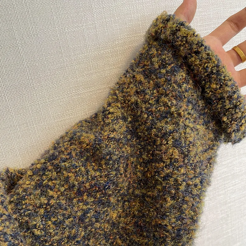 Spring Fall New Retro Everything Lazy Loose Big Version Of Christmas Moss Green V-Neck Drop Shoulder Sweater Men Fashion Casual