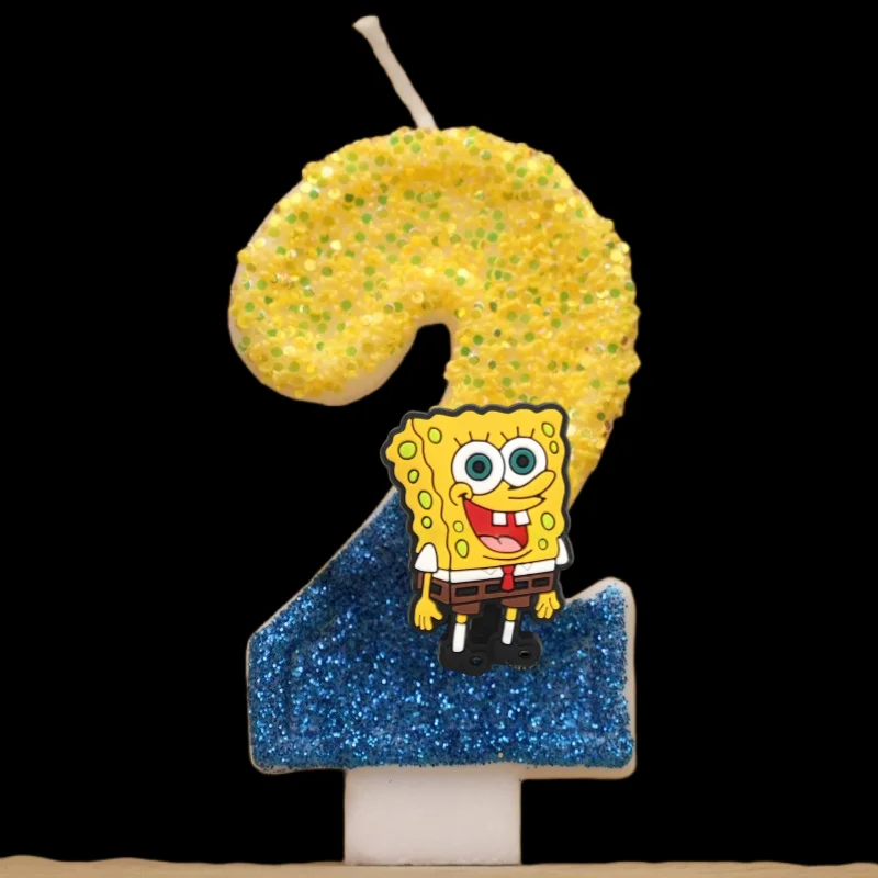 Spongebob Digital Candle Number 0-9 Kids Birthday Cake Decoration Supplies Cute Cartoon Anime Party Accessories Supplies