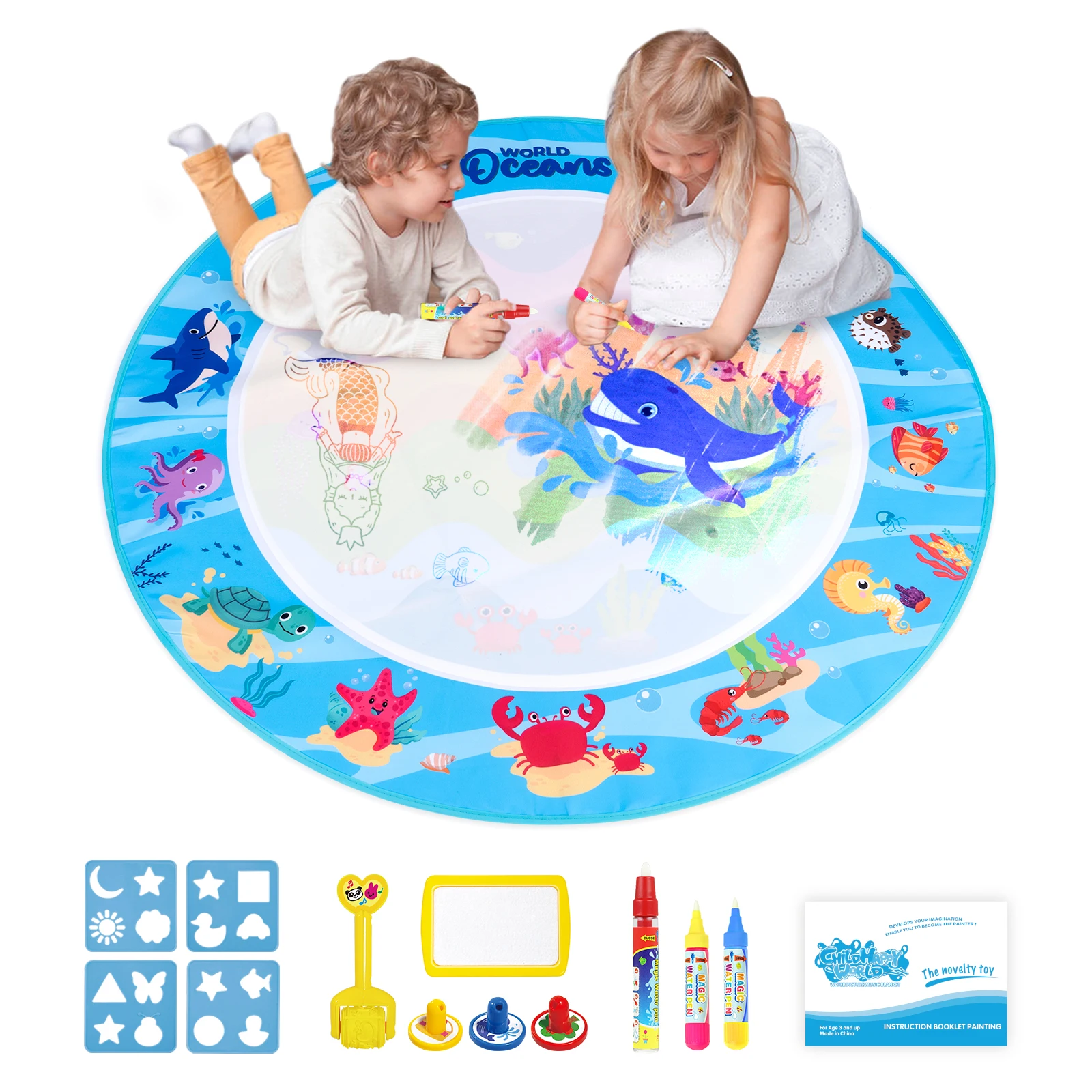 Kids Magic Water Tekening Mat Coloring Doodle met herbruikbare Magic Pennen Montessori Speelgoed Schilderbord Educatief speelgoed Kindergeschenken