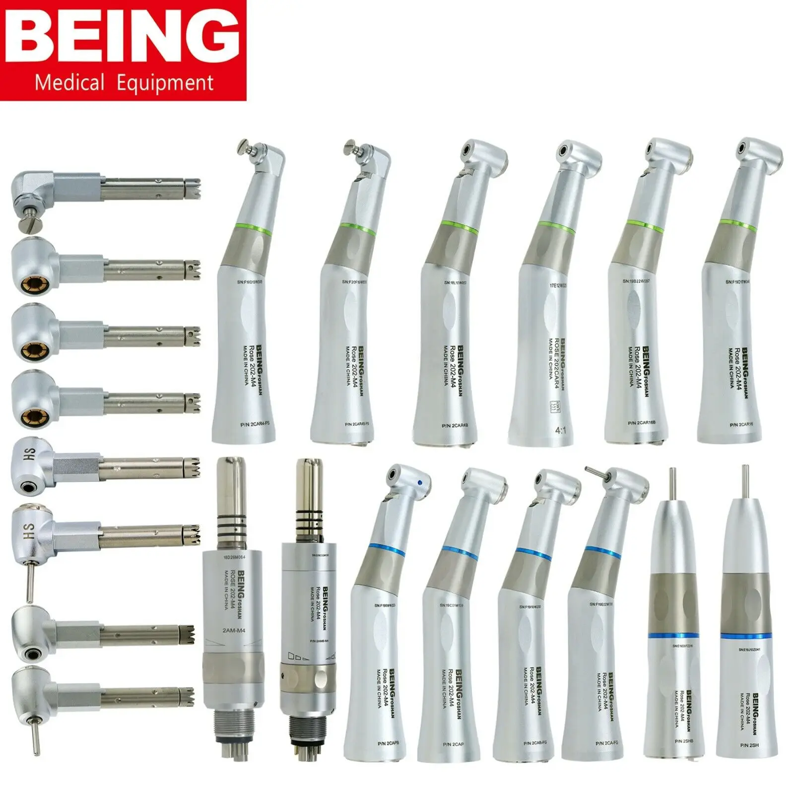 BEING Dental Low Speed Handpiece Fiber Optic 16:1 4:1 1:1 Endo Contra Angle for NSK KaVo