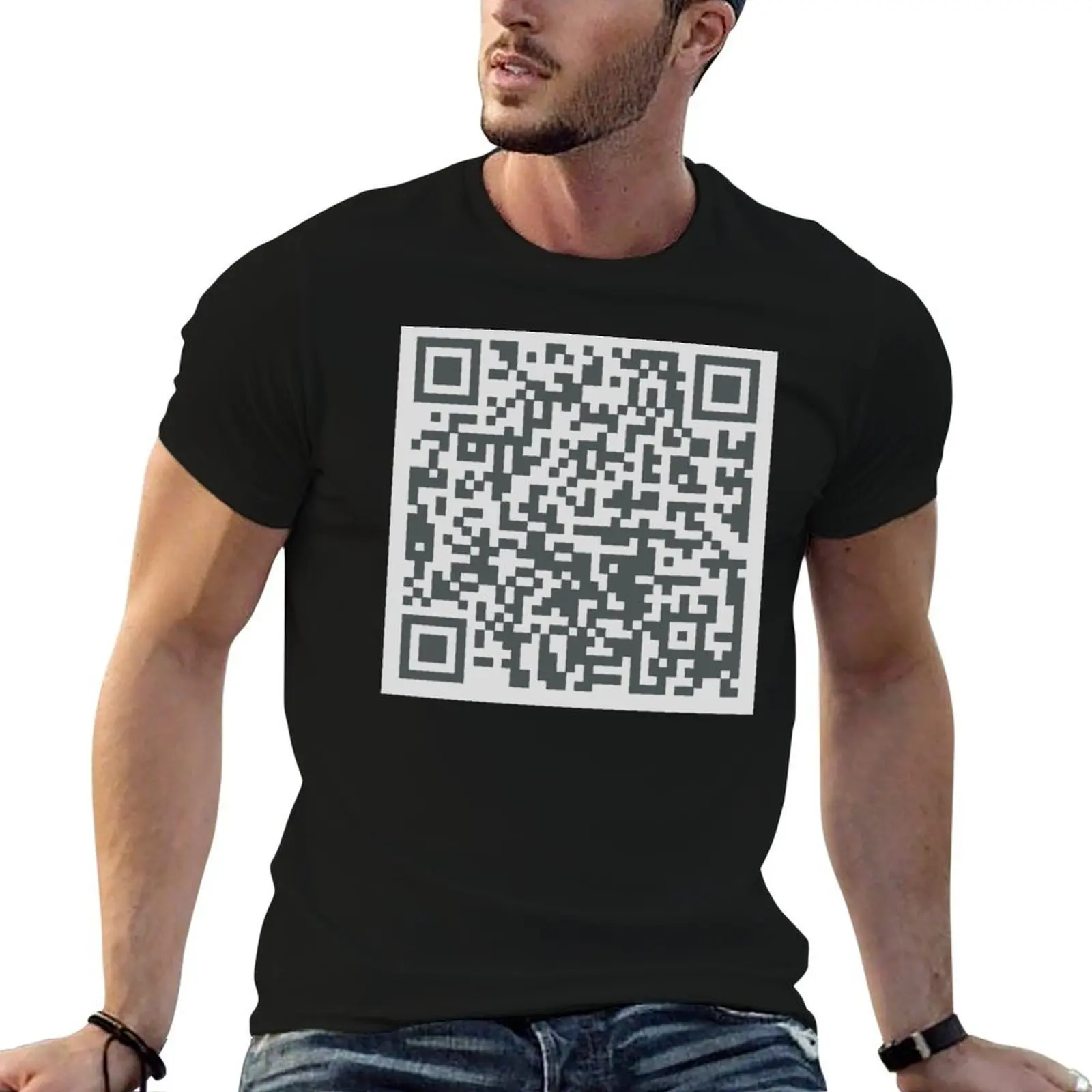 Rick Roll QR Code T-Shirt t shirt man casual man t shirts for men T-Shirt view 4