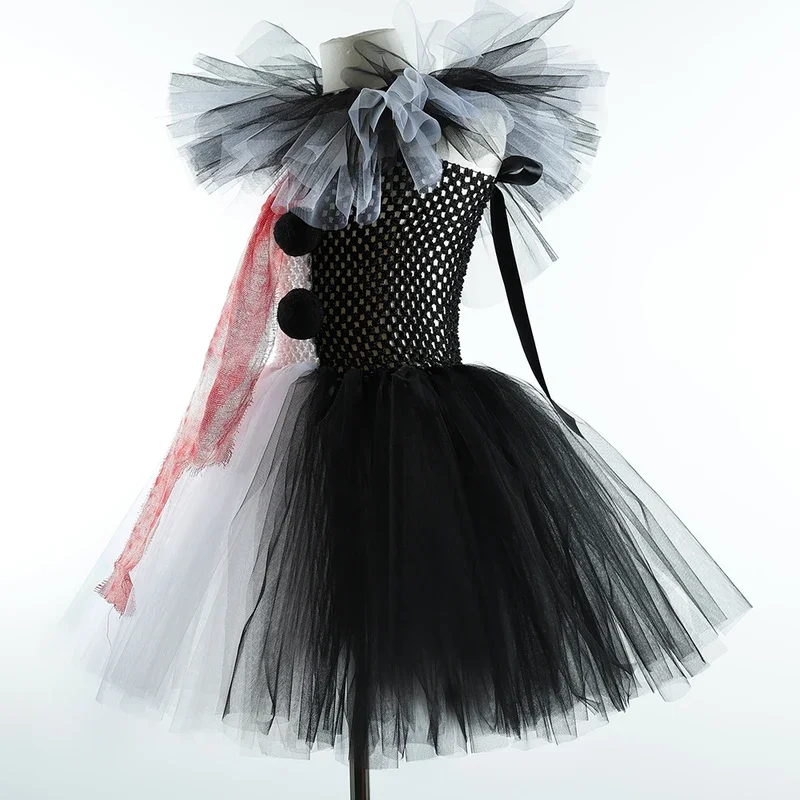 RT01 Killer Clown Costume for Girls Halloween Fancy Tutu Dress Blood Scary Art The Clown Terrifier Costume for Kids Carnival*Jk2