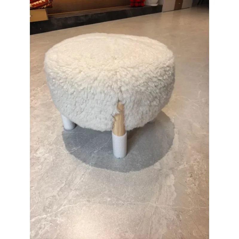 Cream Style Ottoman Footstool Small Pouf Footrest Low Stool Seat Bench for Living Room Coffee Table Bedroom Chic Home Decor Gift