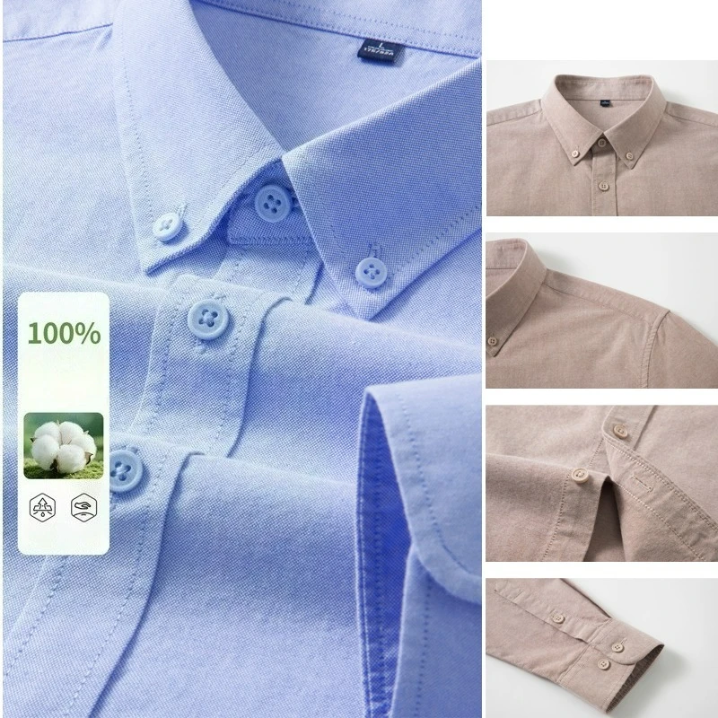 

Men's 100% Cotton Oxford Shirt - Breathable Sweat-Wicking Button Down with Slim Fit & Crisp Texture