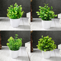 4pcs Artificial Bonsai Green Fake Plant Eucalyptus Flower Potted Plant Indoor Outdoor Bedroom Supplies Wedding Party Decorations