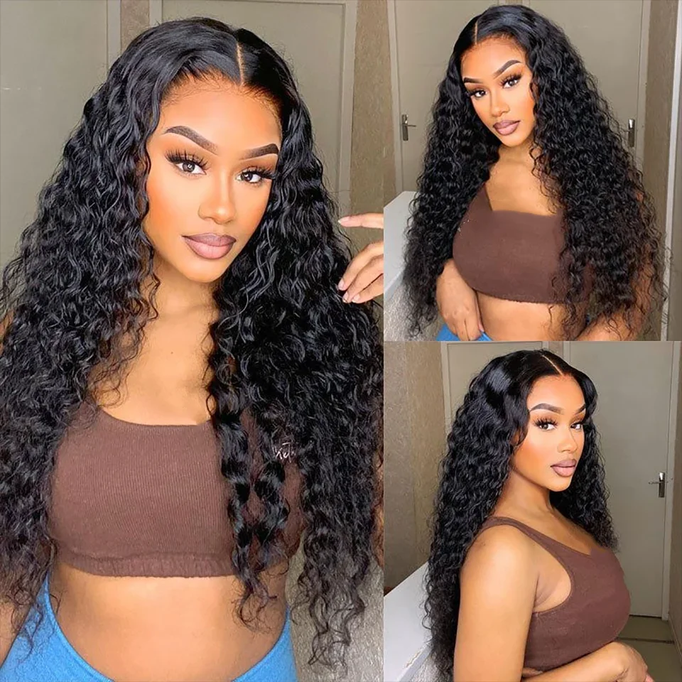 Indian Water Wave Human Hair Bundles With Frontal Wet and Wavy Human Hair 4 Bundles With 13X4 Frontal Ocean Water Wave Bundles