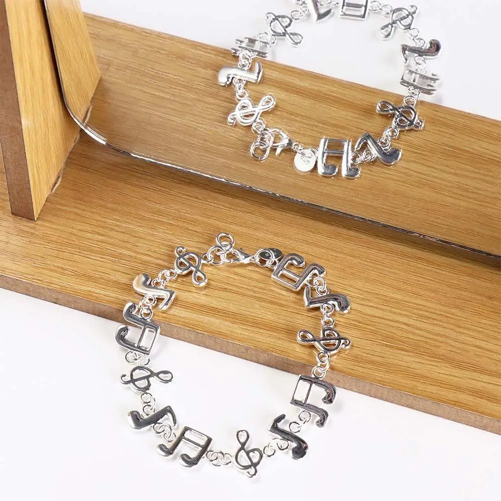 Beautiful Aesthetic Music Note Bracelet Jewelry Fashion Silver Bangle Gorgeous Adjustable Eight Note Hand Chain Summer