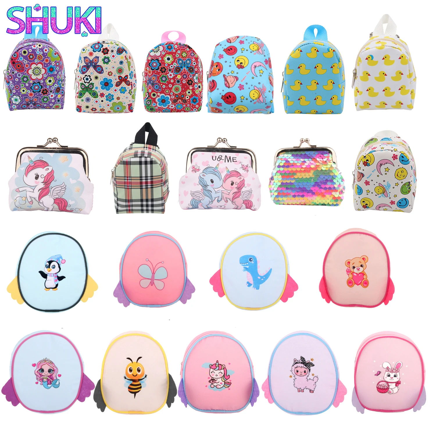 Doll Accessories Bags Backpack Cute Handbag Zero Wallet, Key Bag For 18 Inch American Dolls,For Kids,Girl's Gift