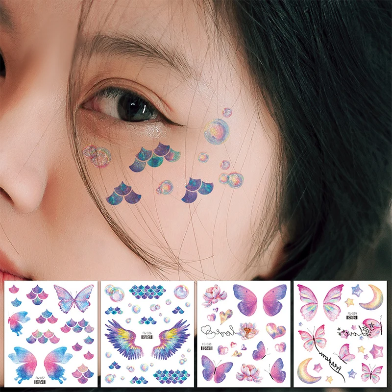 1 Sheet Waterproof Kids Woman Tattoo Stickers Cute Colorful Butterfly Tattoo Stickers Temporary Tattoos