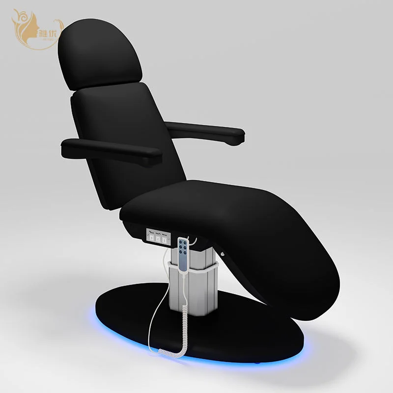 Foldable Buff Synthetic Leather Electric Massage Table With Metal Frame For Spa Salon Esthetician Treatment Room Use