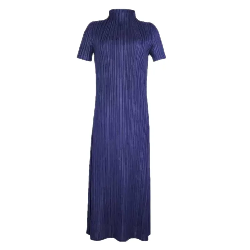 

Pleated Dress Long Pressed Pleated Small Standing Neck Straight Tube Skirt 2023 Spring/Summer New Large