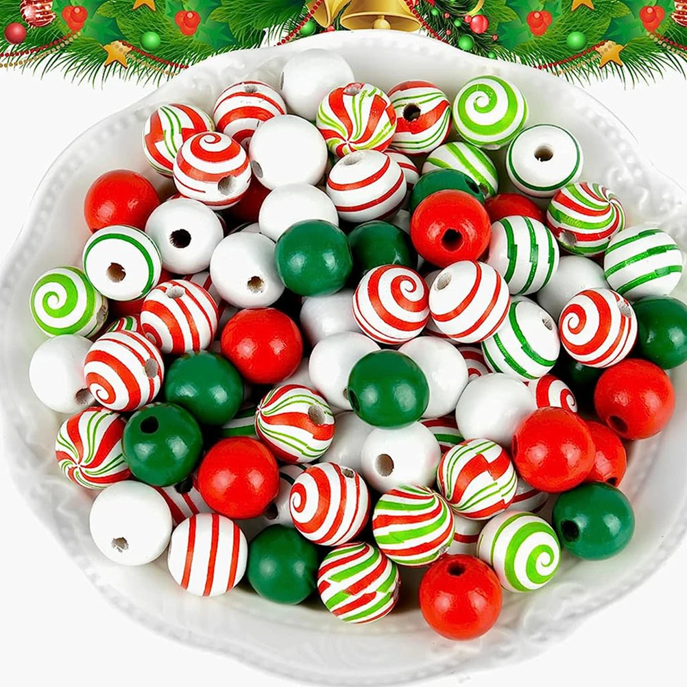 

Christmas Tree Decoration Accessories Unfinished Wood Beads Combination Bulk Craft