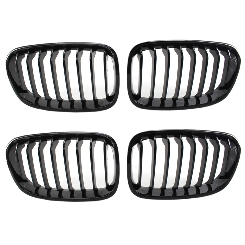 

2X Bright Black Front Kidney Grill Grille For Bmw F20 F21 1 Series 2011-2014