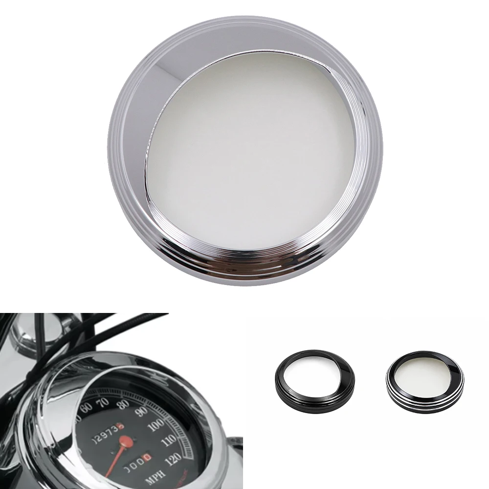 Chrome/Black Motorcycle Speedometer Trim Bezel Ring Visor Cover For Harley Touring Road King Dyna Softail with 5