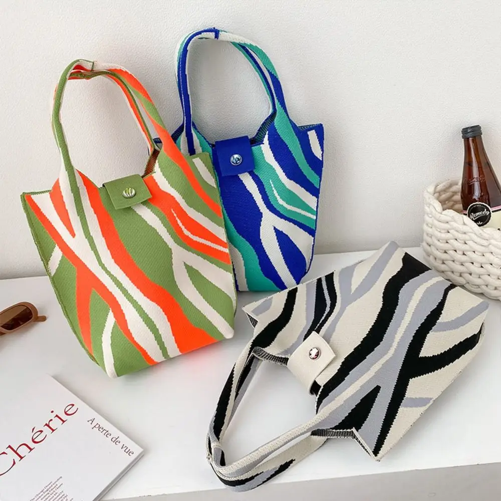 Niche Design Women Girls Shoulder Bag Knit Handbag Tote Bag Handmade Knot Wrist Bag image 2