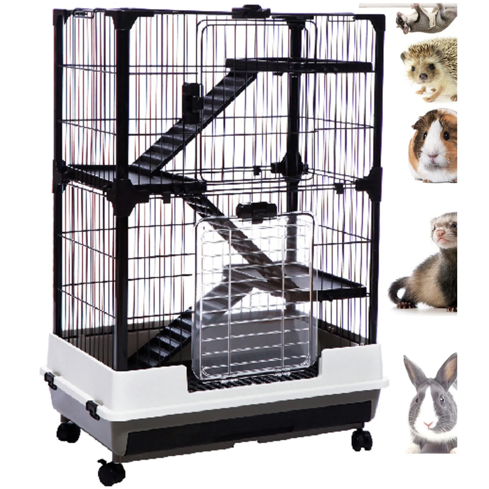 

4-Floors Indoor Guinea Pig Rabbit Bunny Ferret Kitten Rolling Cage Hutch House United States