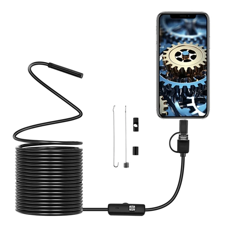 

3 в 1, трубопроводка, эндоскопия, USB, гибкая змеиная камера, 5,5 мм x 10 м, канализационный промышленный эндоскоп, автомобильный бороскоп для Android