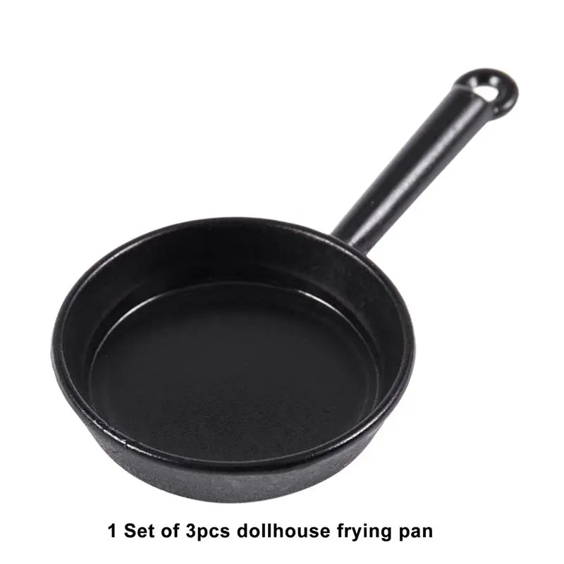 B05C-1/12 schaal 9-delig poppenhuis miniatuur metalen koekenpannen kookpot kookgerei keukenaccessoire zwart