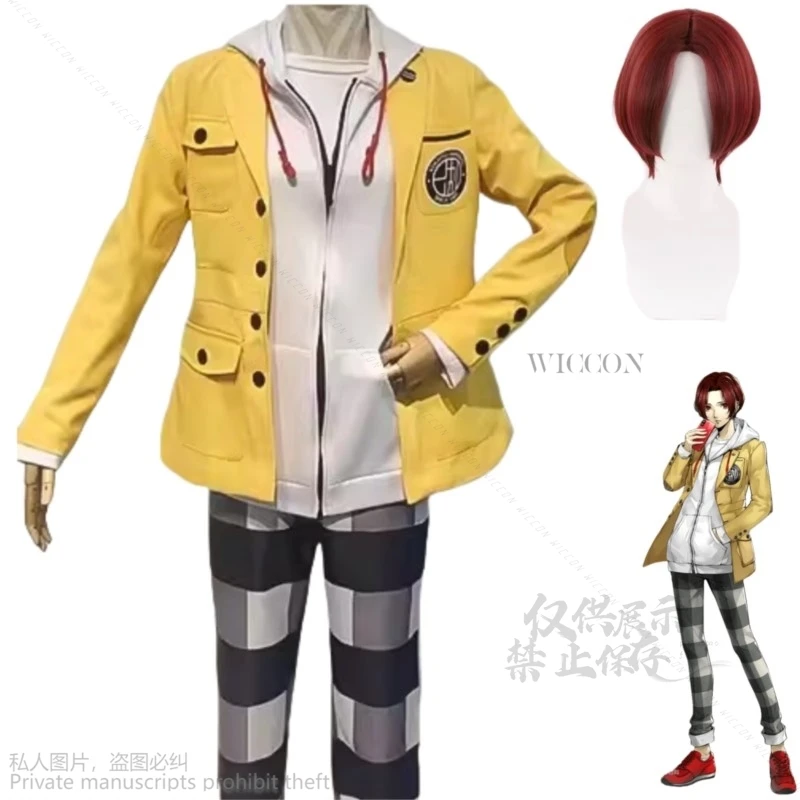 Anime Game P5X: The Phantom X Juraj Jánošík Cosplay Costume Wig Yellow Coat Hoodies Uniform Adult Man DK JK School Uniform Suit