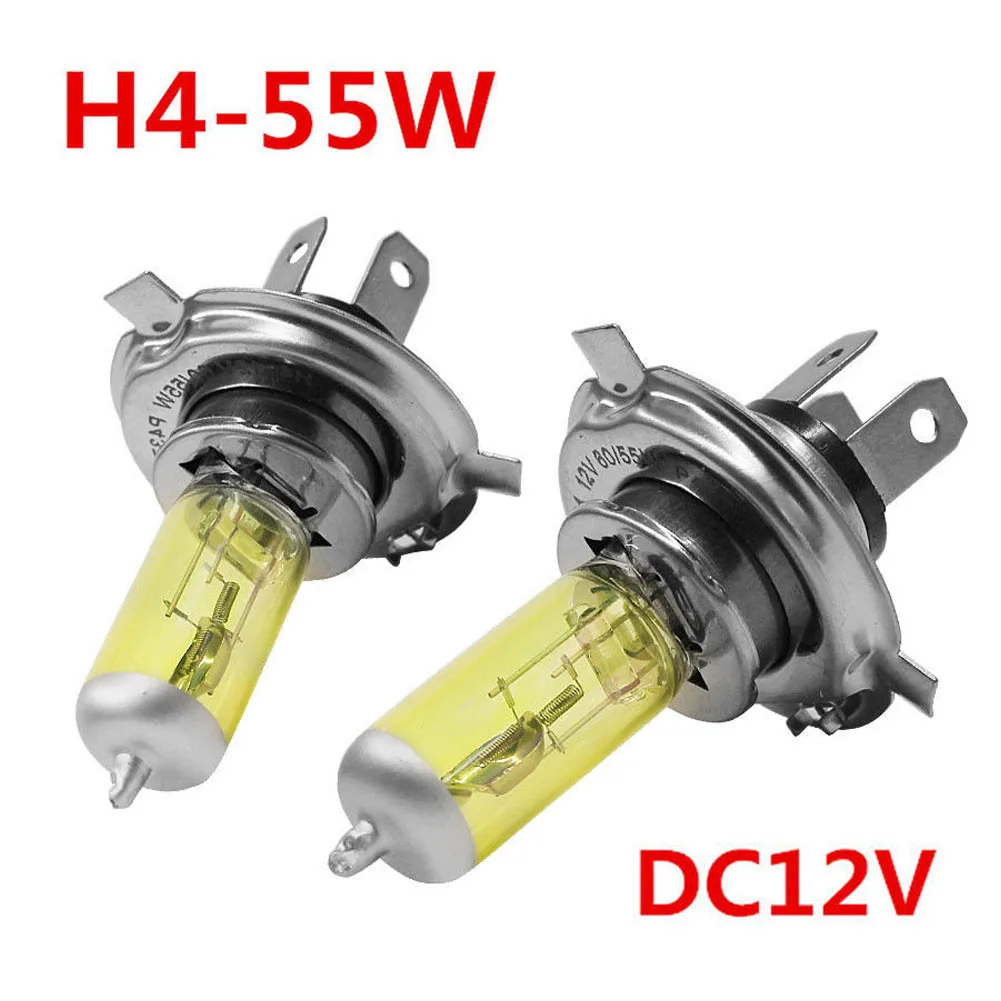 2pcs H4 55W 5000K Xenon Car Headlight DC 12V 6A Yellow Waterproof Car Xenon Headlights