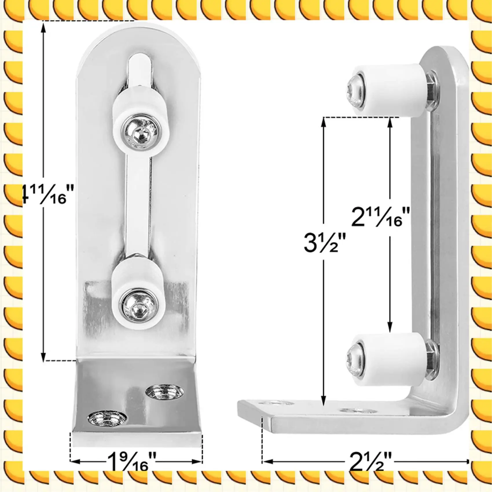 BAAU 2X Modern Chrome Sliding Barn Door Floor Guide Ball Bearings Adjustable Stay Roller Wall Mount System For All Size Door