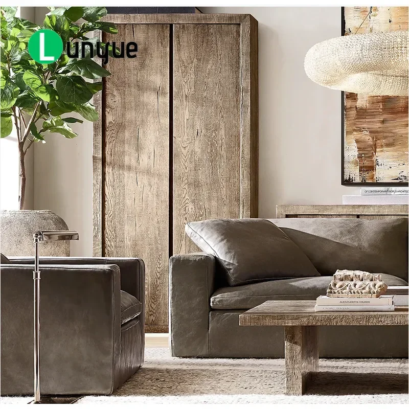 Style Modern Simple Solid Wood Wardrobe French Country Vintage Bookcase Storage Cabinet for Home Bedroom