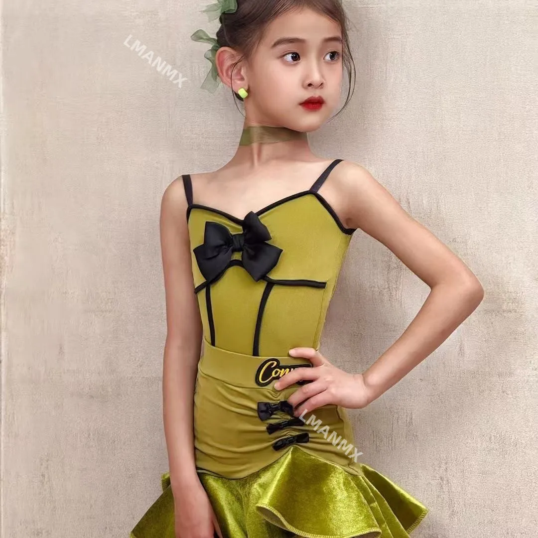 

2026 new Latin dance outfit, dance practice set, suspender, high-end feeling, summer internet famous for girls and children