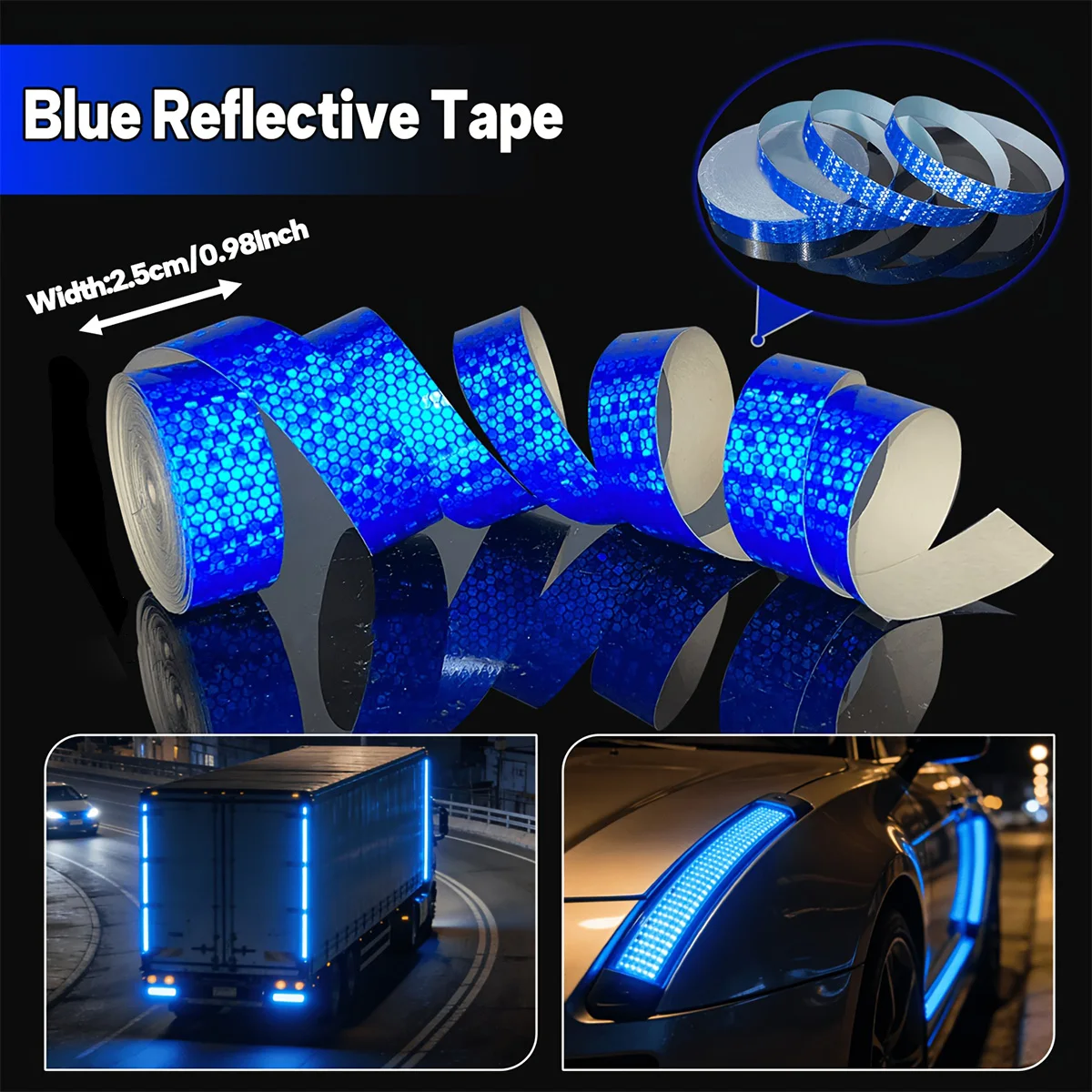 Reflektierende Autoaufkleber, wasserdichte Warnbänder für den Außenbereich, weiß, rot, fluoreszierend, gelb, Reflektoren, Sicherheitsstreifen – Detail 13
