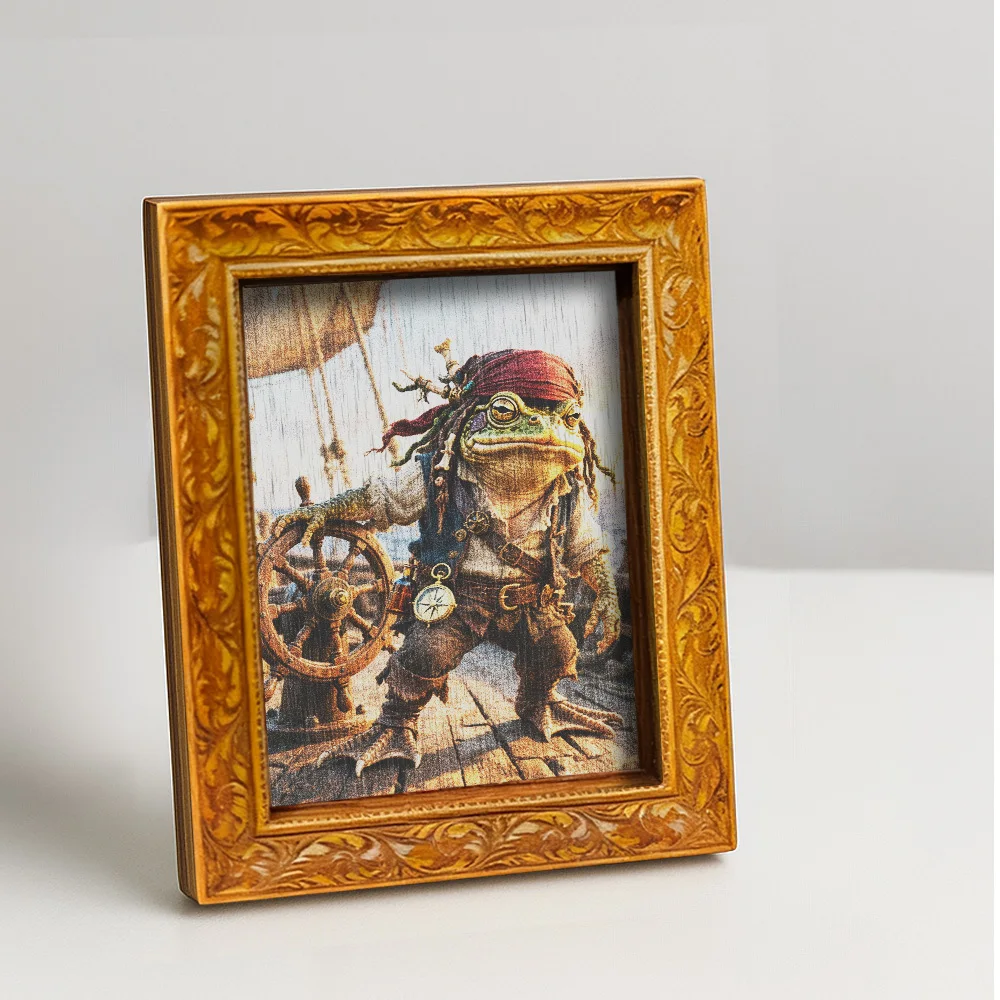 1 piece of funny frog captain refrigerator tile, wooden mini decorative painting, pirate frog theme, wooden refrigerator sticker, creative home decoration, fun kitchen accessories, gifts for sailing enthusiasts, (Ba is full of magnets)