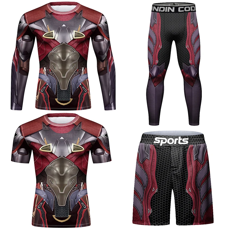 Full Sublimation Men Long Sleeve Casual Sports Cool T-Shirt 3D Print Compression Gym MMA Jiu Jitsu Rashguard Quickly Dye Shirts