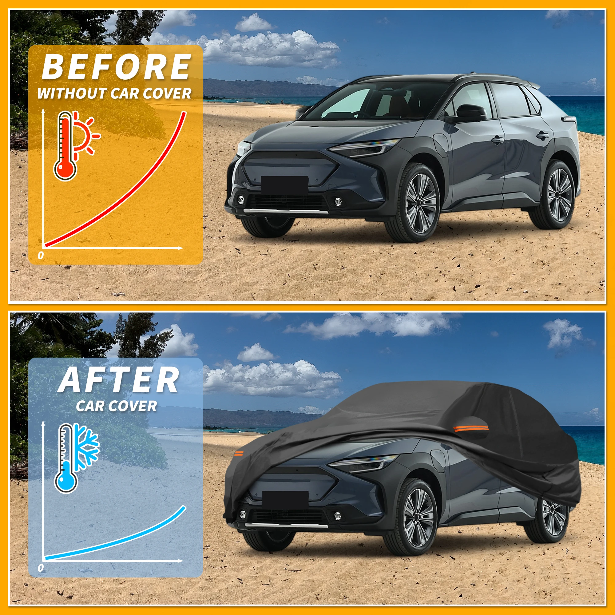 غطاء سيارة Uxcell لجميع الأحوال الجوية لسوبارو سولتيرا أسود 190T-Pu مع سحاب يسار #3