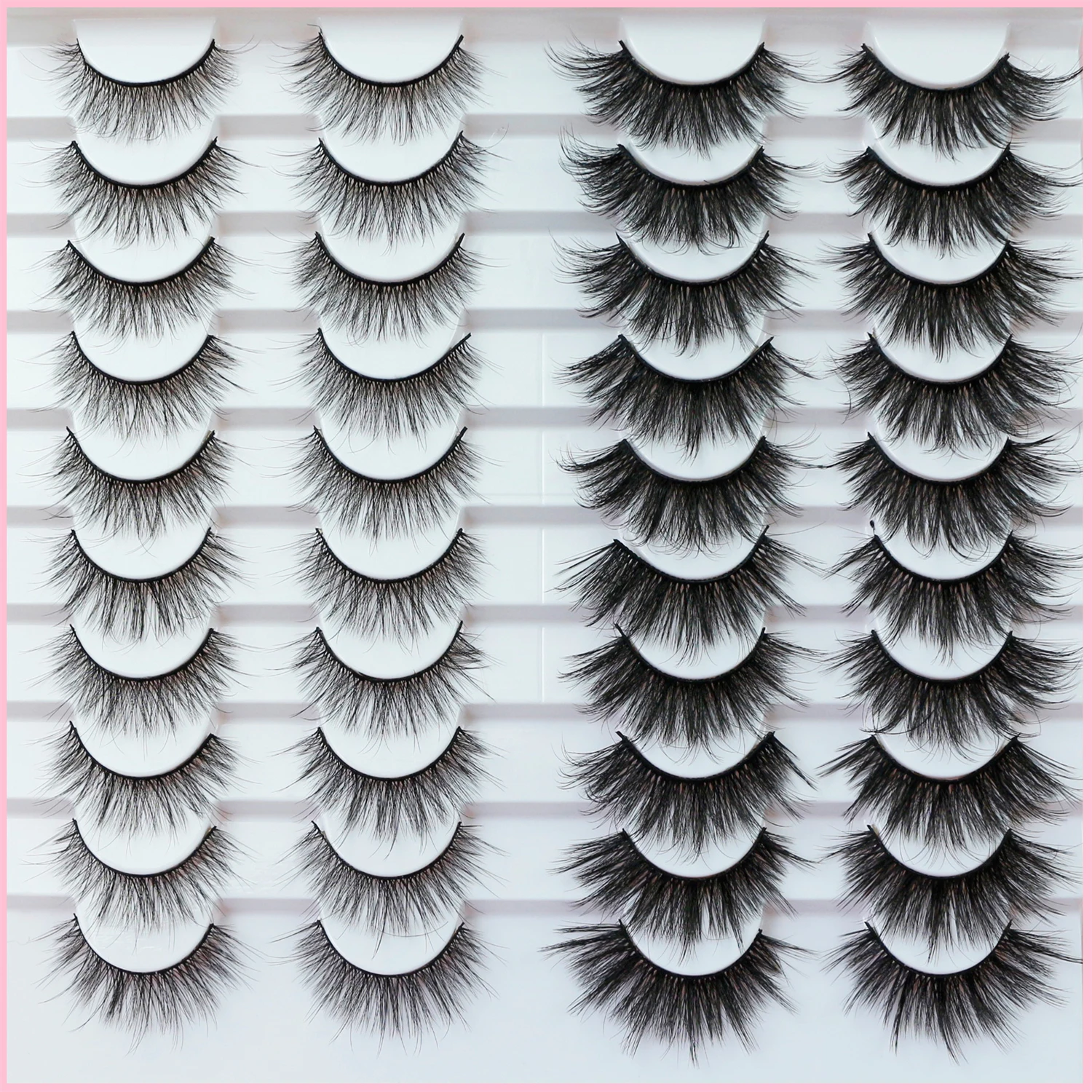 Abestyou 20pairs/pack Lashes Natural Long Fluffy Wispy Mixed Book Faux Mink Hair Eyelasehs Extensions Belleza Y Maquillaje Fonte