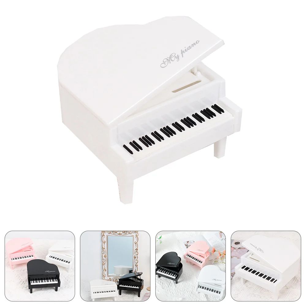 

White Mini Piano Desktop Ornament Creative Piano Decoration Photo Prop Plastic Musical Instrument Adornment Home Decor