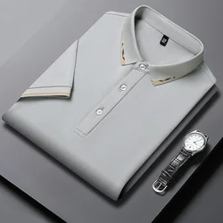 2024 Men's New Solid Color Cotton Business and Leisure POLO Shirt Summer Fashion Short Sleeve Comfortable and Breathable Top