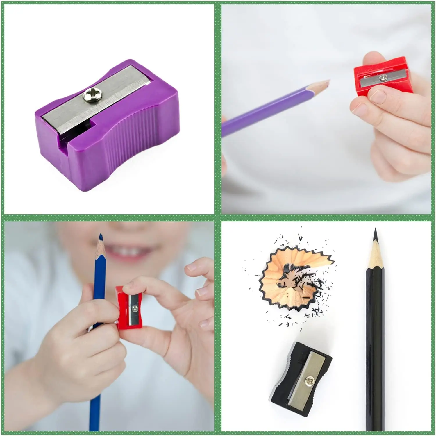 10pcs Mini Pencil Sharpener Plastic Color Single Hole Rectangular Shape Bulk School Supplies Manual Pencil Sharpener