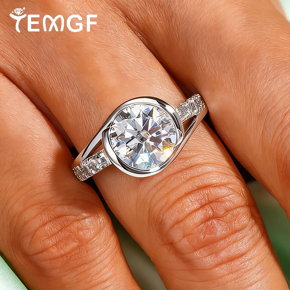

Сертифицированное TEMGF обручальное кольцо с муассанитом 3 карата для женщин и мужчин, S925, витое кольцо на руку, обручальное ювелирное изделие на годовщину