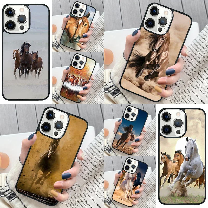 Galloping Horse Phone Case Cover for iPhone 16 12 mini 11 13 14 15 Pro Max SE 2020 for Apple 7 8 Plus Coque