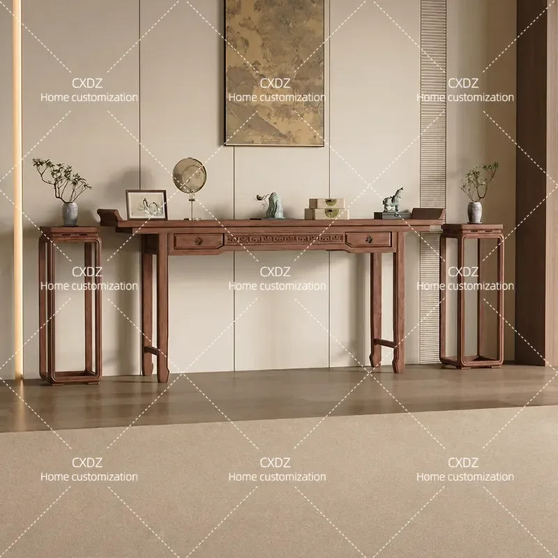 New Chinese Style Zen Solid Wood Table Incense Case Household Song Style Aesthetics Foyer Strip Case Secret Cabinet Living