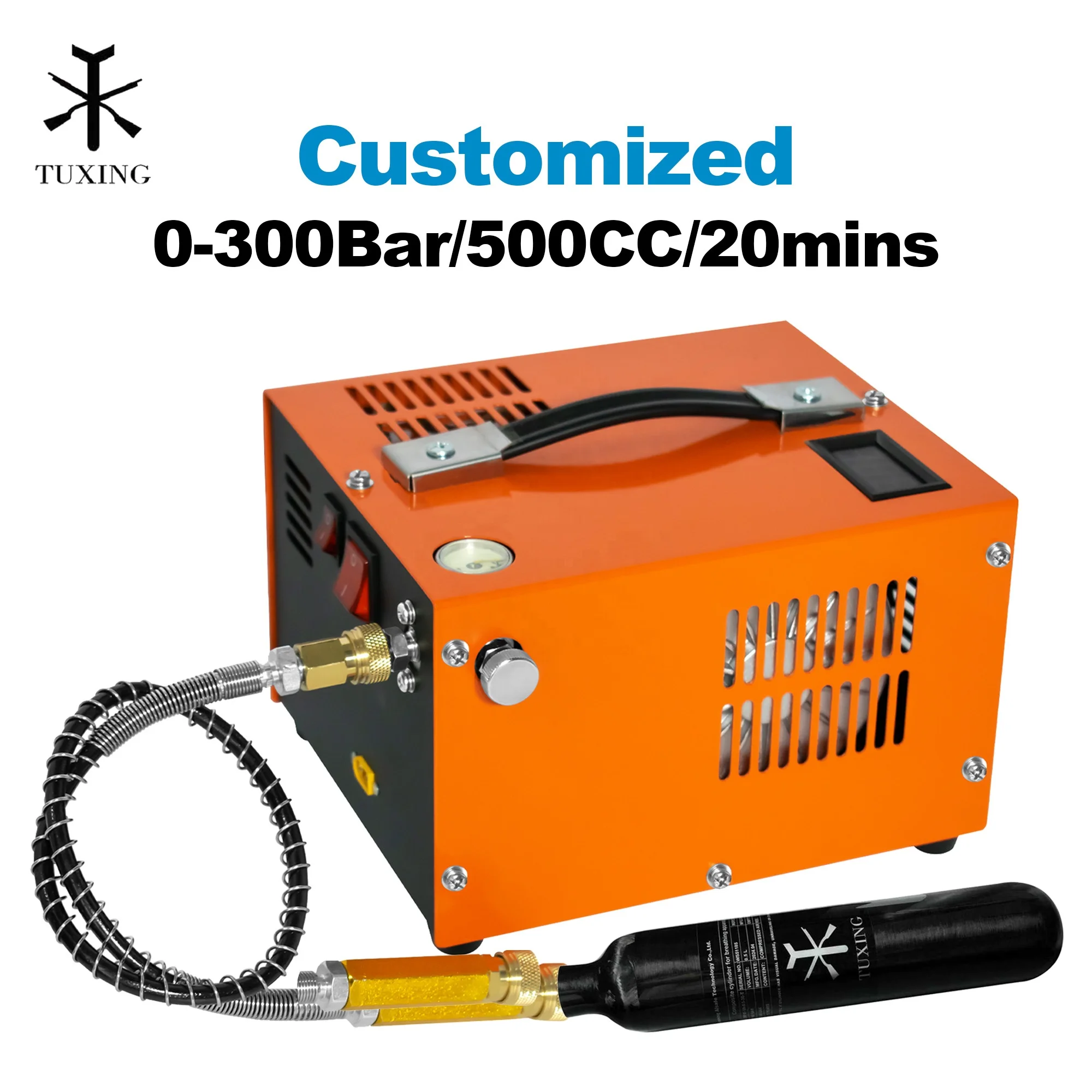 Manufacturer Custom Color 12V Car Power High Pressure 110V 220V 4500psi Temperature Display   Air Compressor