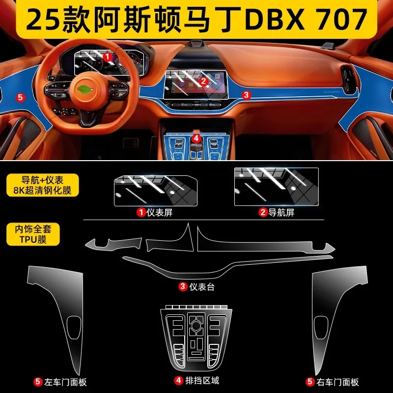 For Aston Martin DBX/DBX707 2025 Interior Protection Kit - Premium Screen Protector & Dashboard Films