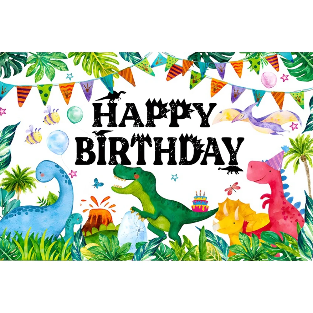 Dinosaur Theme Child Birthday Decor Backdrop Jungle Tropical Safari Photocall Photography Background for Photo Studio Props