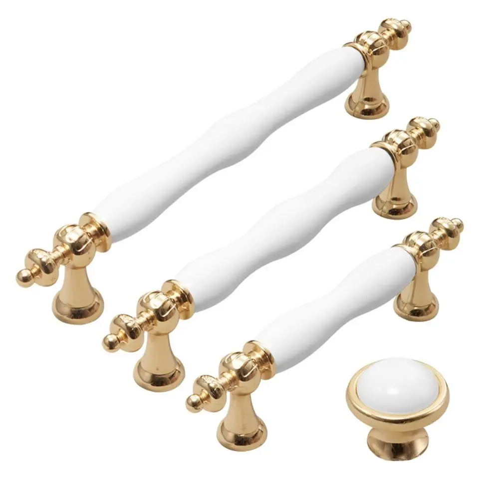Modern Ceramic Cabinet Door Handles Light Luxury Gold Silver Drawer Handle Multifunctional Ceramic Material Wardrobe Door Handle