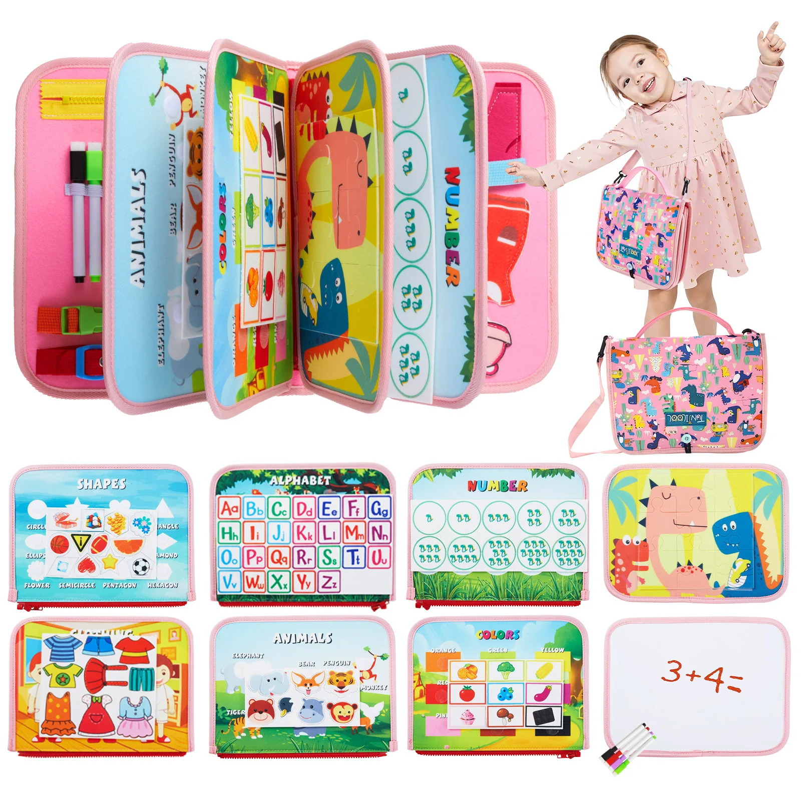 TUNJILOOL Montessori Busy Board Parish Toys libro in tessuto Montessori bambino apprendimento prescolare giocattolo sensoriale educativo gioco da tavolo