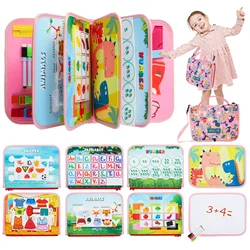 TUNJILOOL Montessori Busy Board Parish Toys Montessori Fabric Book Toddler Preschool Learning Educational Sensory Toy Board Game