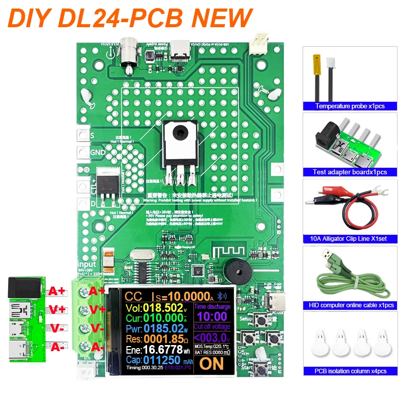 DIY 1000 W 25 A 4-Draht DC Elektronische Last Kit Lithium 18650 Batterie Kapazität Analysator Tester mit Entladung Monitor PCB Board