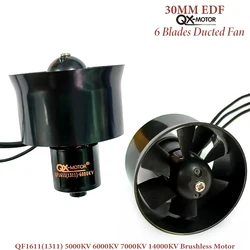 QX-Motor 30mm EDF 6 Blades Fan With QF1611(1311) 4000KV 5000KV 6000KV 7000KV 14000KV Brushless Motor For RC Drone Model Parts