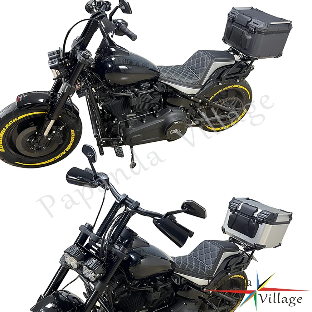 For Harley Softail Fat Bob 114 FXFBS FXFB 2018-2025 Motorcycle Tail Top Box Trunk 42L Top Case Rear Luggage Tool Cases Toolbox